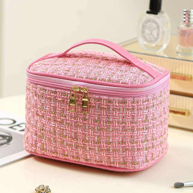 Large Capacity Travel Makeup Bag with Handle for Women, Makeup Organizer, Portable Wash Bag Cosmetic Storage Bag