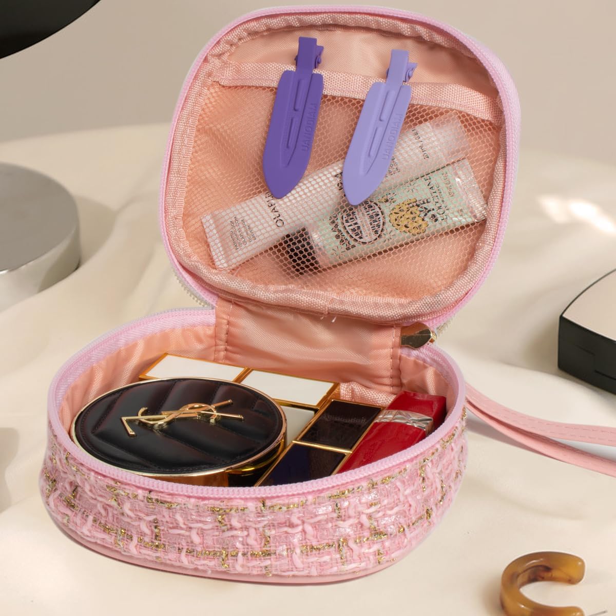 Large Capacity Travel Makeup Bag with Handle for Women, Makeup Organizer, Portable Wash Bag Cosmetic Storage Bag
