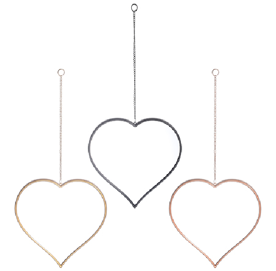 Wholesale Golden Heart - shaped Hanging Mirrors, Ideal for Romantic Decorations
