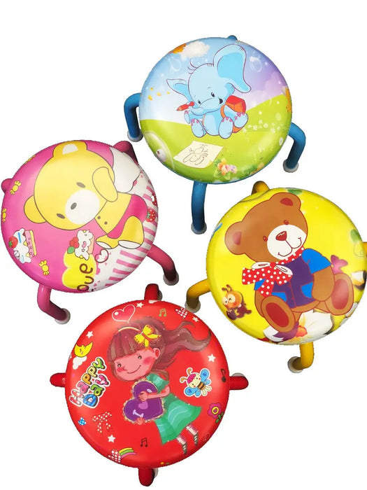 Hot - selling small leather round stools with cute cartoon patterns. Children's squeaky chairs. New - style short stools that can make sounds. Children's soft PU small round stools for household and kindergarten use