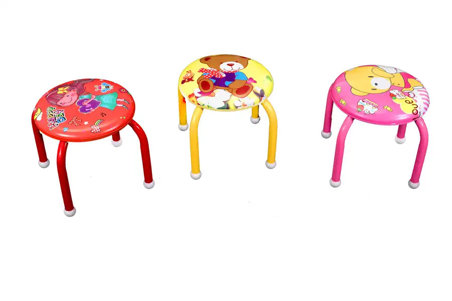 Hot - selling small leather round stools with cute cartoon patterns. Children's squeaky chairs. New - style short stools that can make sounds. Children's soft PU small round stools for household and kindergarten use