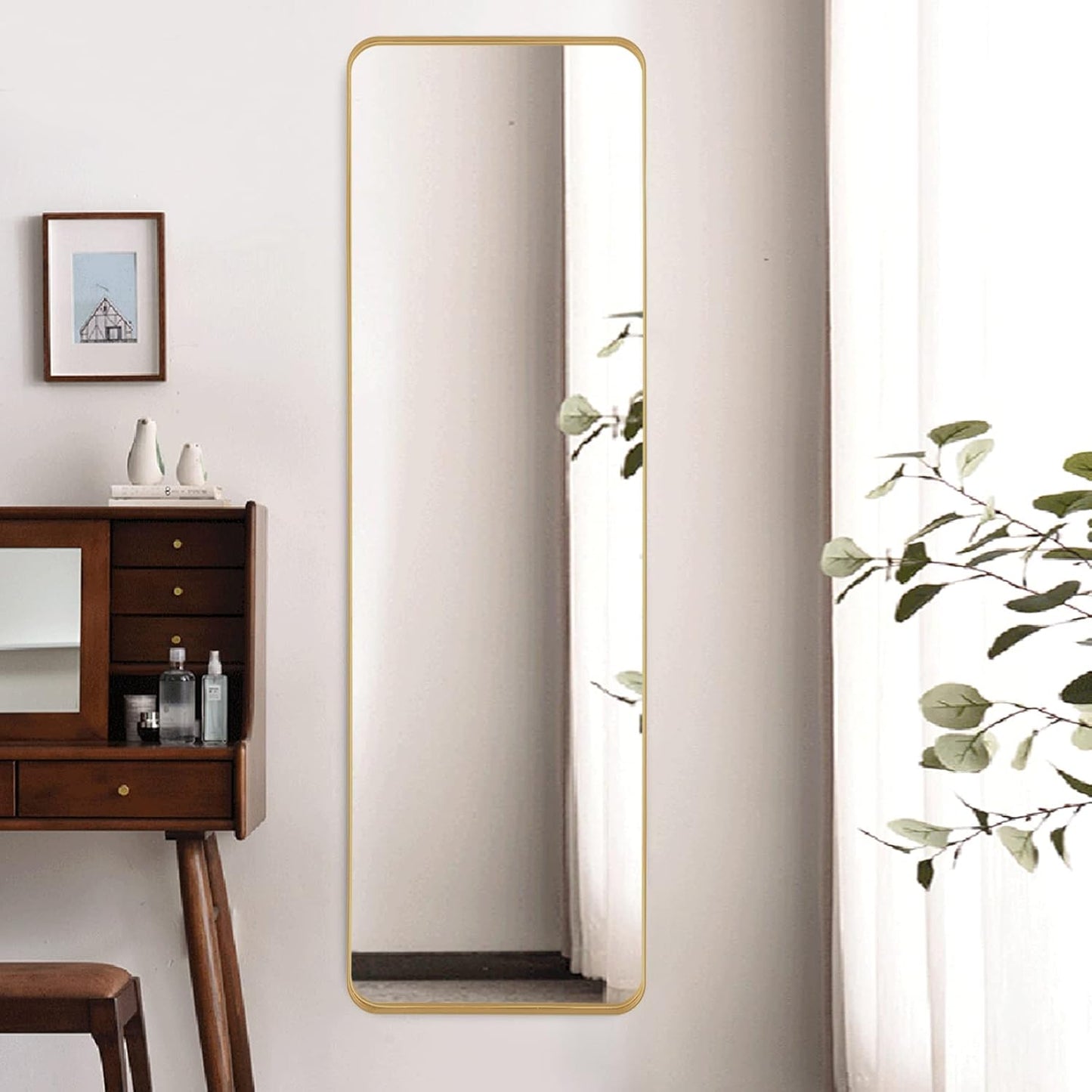 Simple full - length dressing mirrors with round corners for clothing stores and household use, floor - standing mirrors.