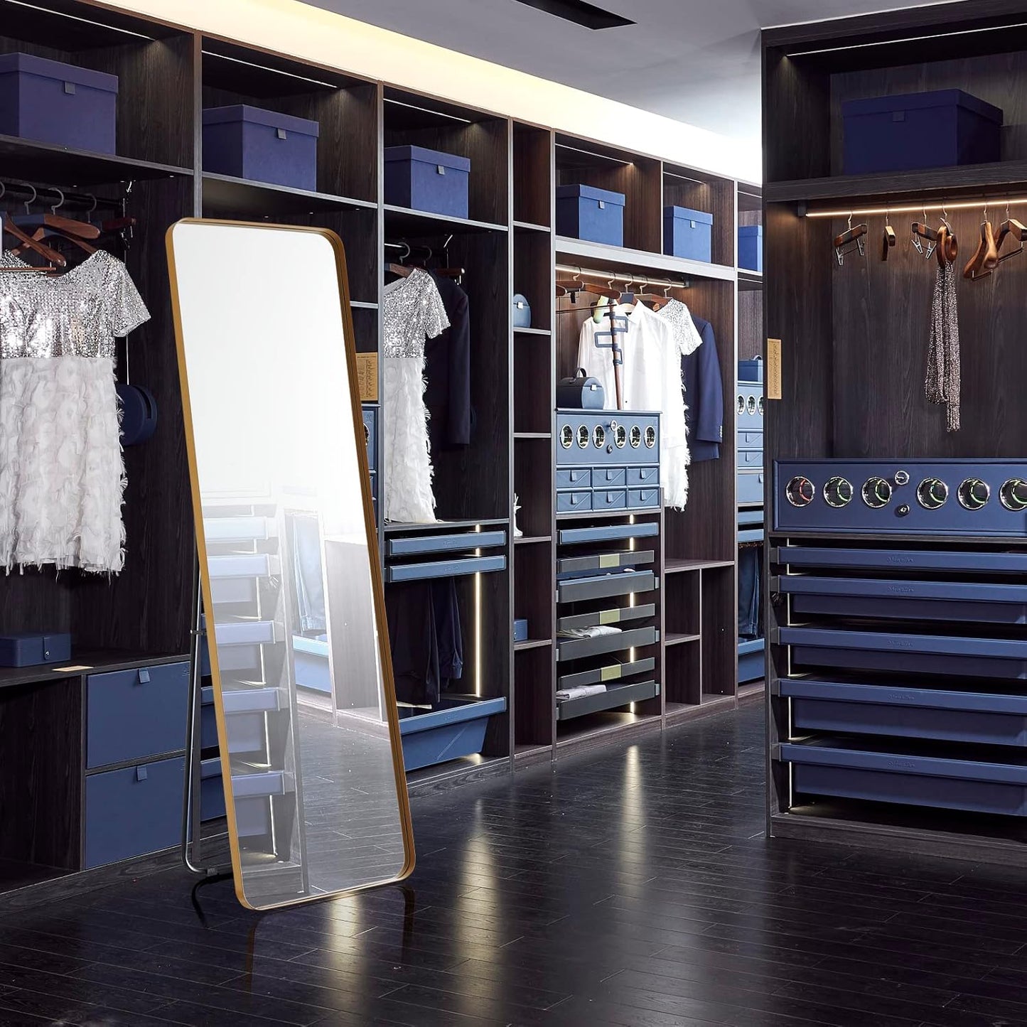 Simple full - length dressing mirrors with round corners for clothing stores and household use, floor - standing mirrors.