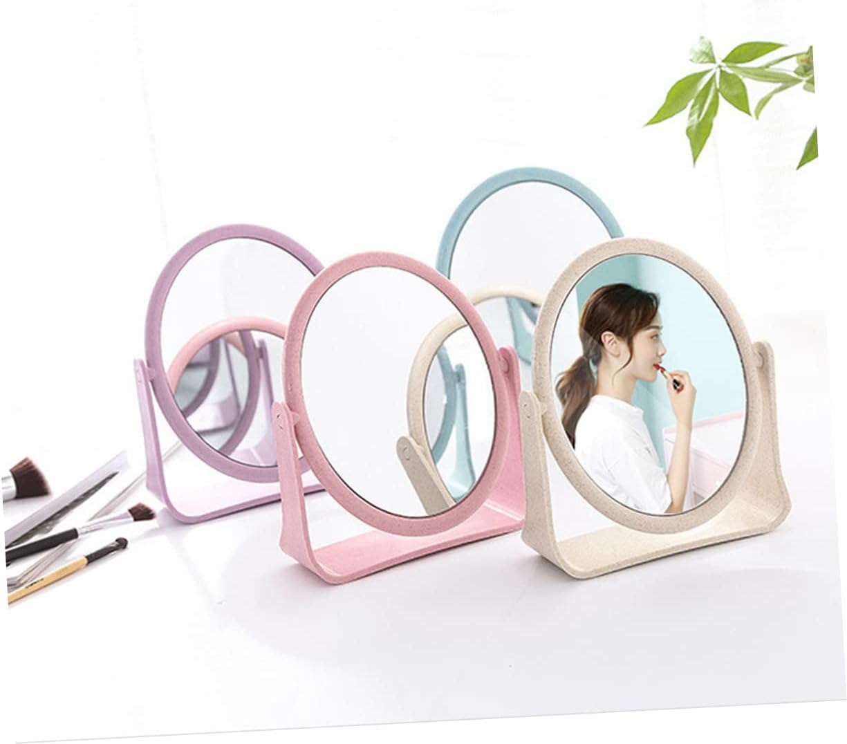 Wholesale double - sided table mirrors. Table - mounted and rotatable. Circular mirror surface. Portable dressing table mirrors, princess - style