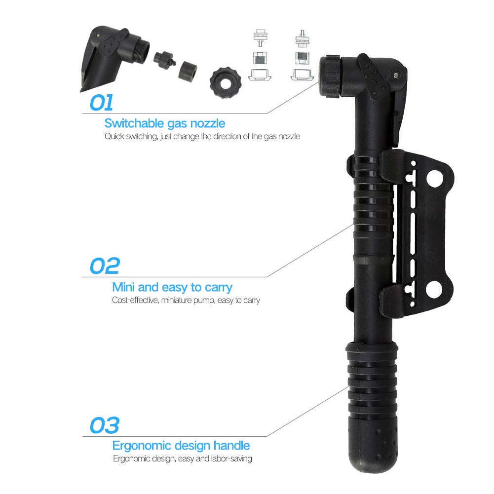 Wholesale mini - portable high - pressure mountain bike and bicycle pumps, household pumps for basketballs, swimming rings, and balloons
