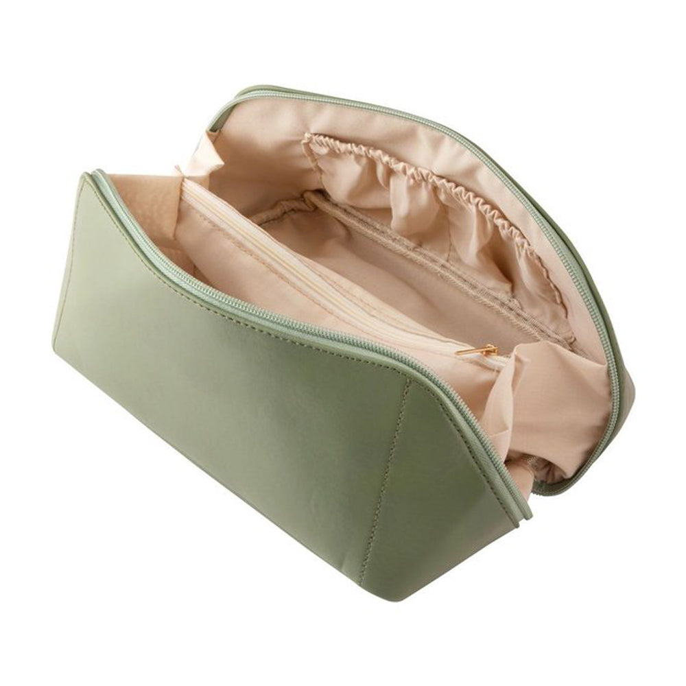 A multi - layer makeup bag with a high - end feel, thickened storage, a wash bag for travel, a lightweight pillow bag, portable for skin - care products when going out, and large - capacity for makeup.