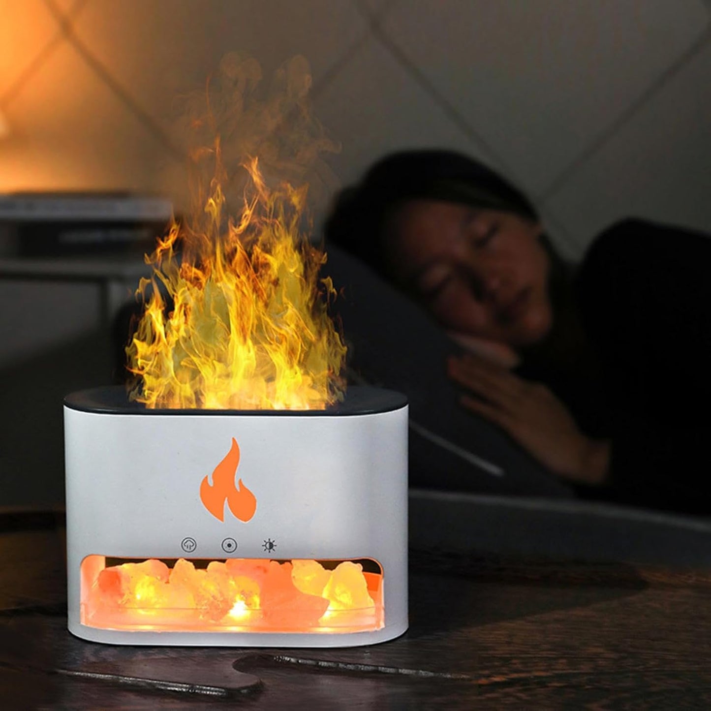 New style salt stone simulated flame aroma diffusersVolcano type aroma diffusers, lava type aroma diffusers. Large fog volume, small, USB powered, household air humidifiers. Essential oil diffusers