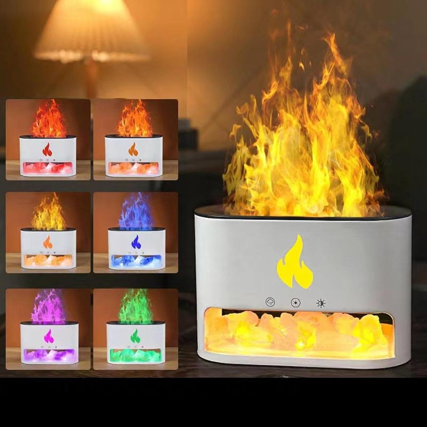 New style salt stone simulated flame aroma diffusersVolcano type aroma diffusers, lava type aroma diffusers. Large fog volume, small, USB powered, household air humidifiers. Essential oil diffusers