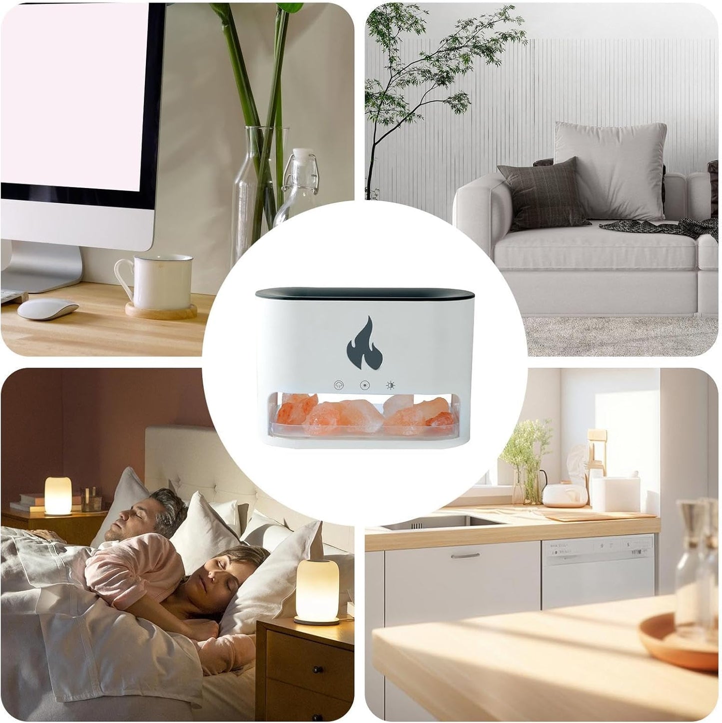 New style salt stone simulated flame aroma diffusersVolcano type aroma diffusers, lava type aroma diffusers. Large fog volume, small, USB powered, household air humidifiers. Essential oil diffusers
