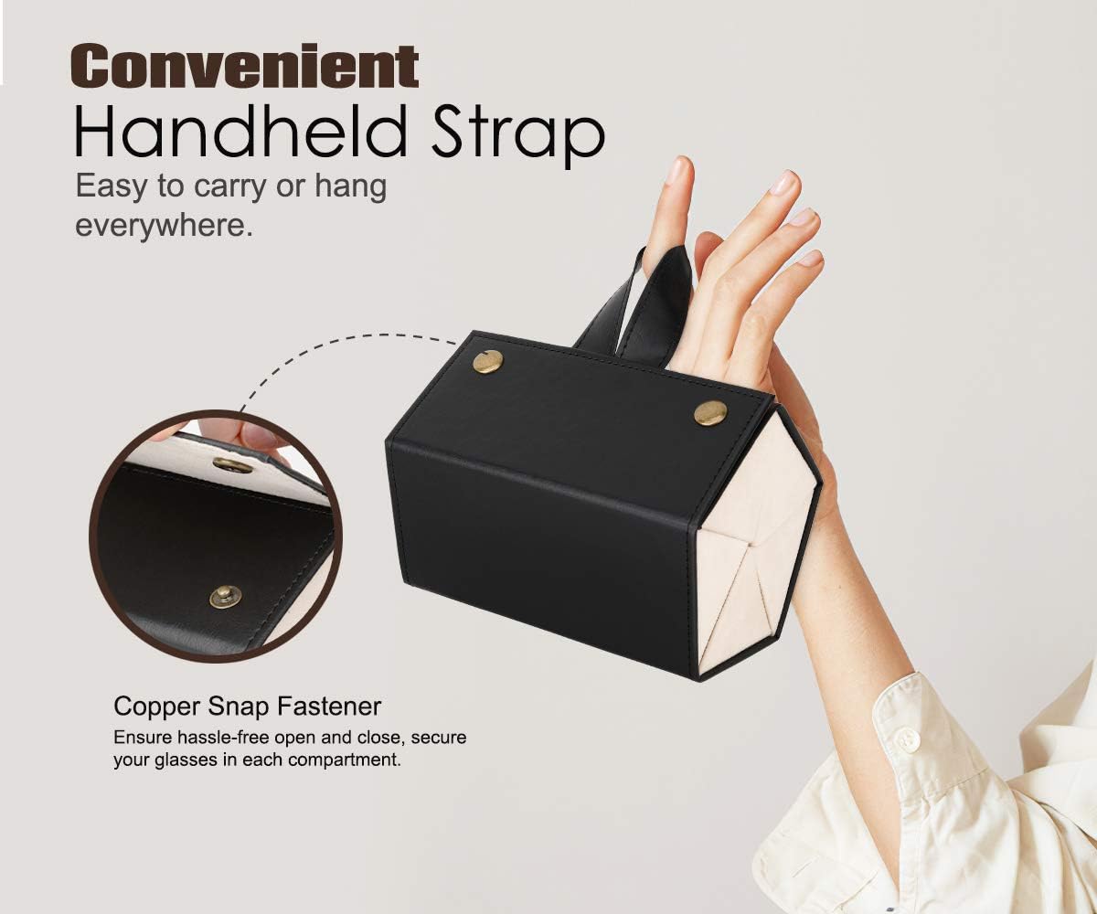 Wholesale Leather Multi - compartment Eyeglass Cases, Simple Sunglass Storage Boxes, Portable and Large - Capacity Multi - fold Eyeglass Cases