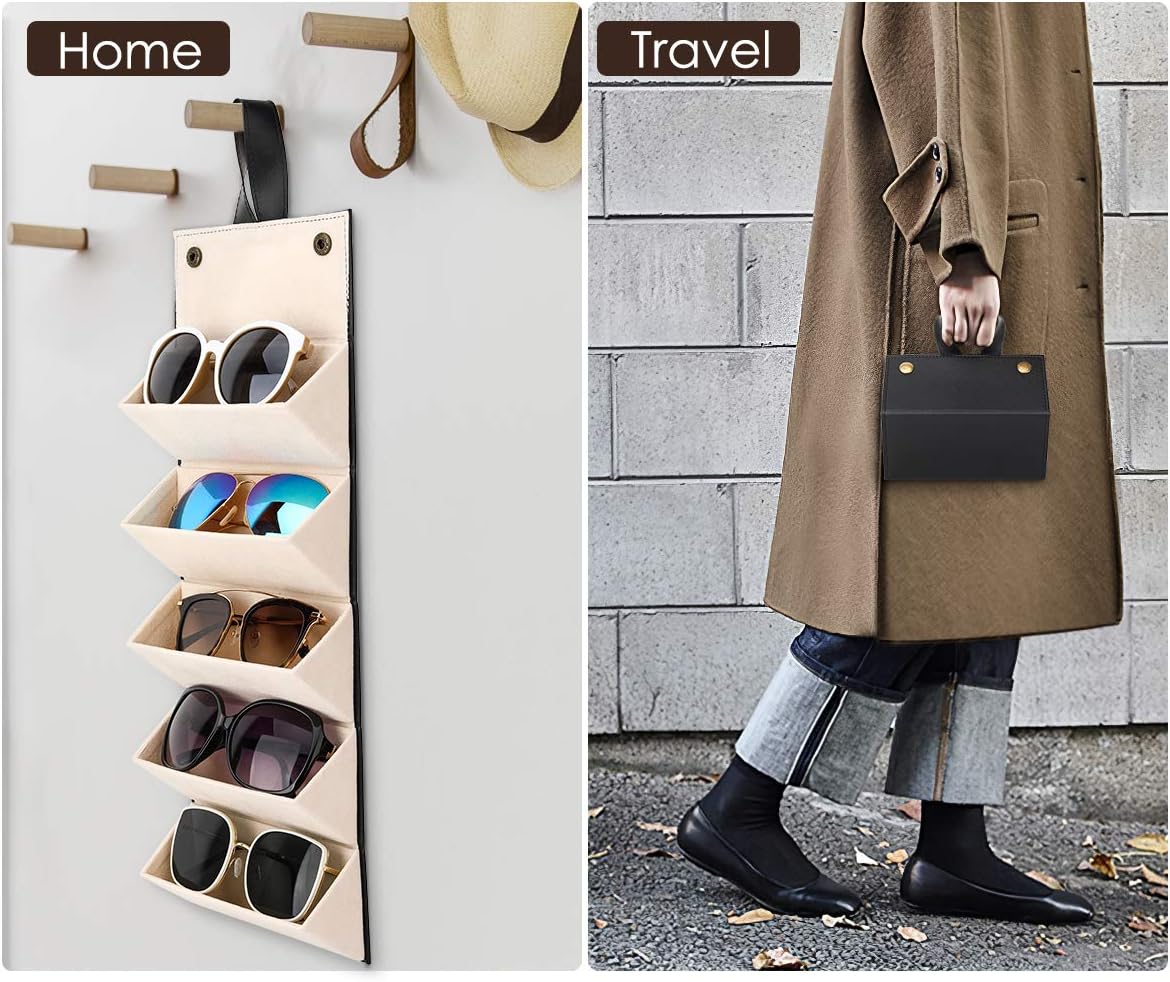 Wholesale Leather Multi - compartment Eyeglass Cases, Simple Sunglass Storage Boxes, Portable and Large - Capacity Multi - fold Eyeglass Cases