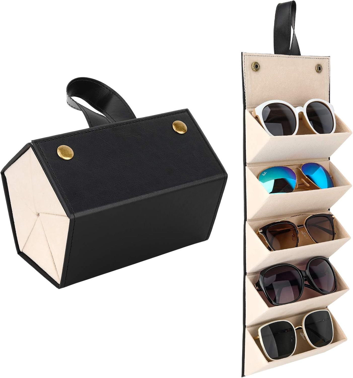 Wholesale Leather Multi - compartment Eyeglass Cases, Simple Sunglass Storage Boxes, Portable and Large - Capacity Multi - fold Eyeglass Cases