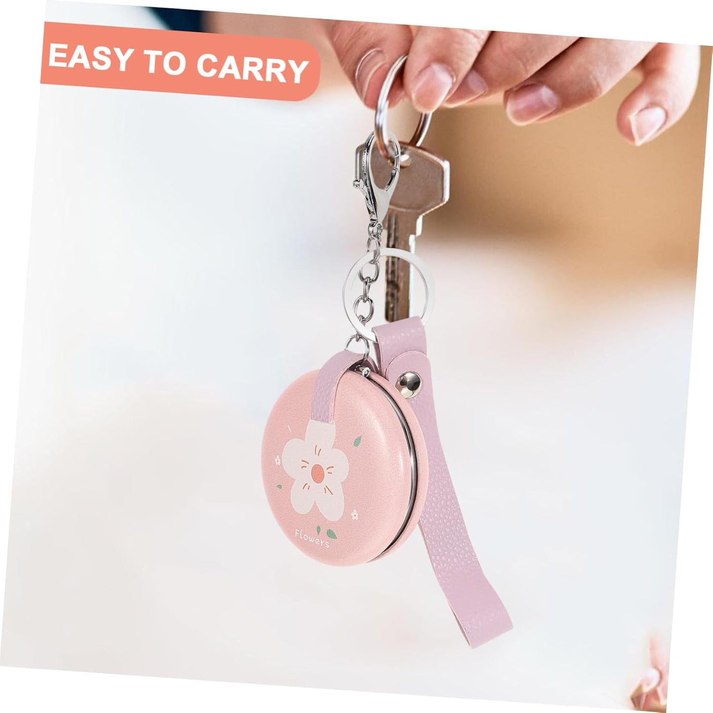 Wholesale mini round pocket mirrors. Metal folding flip - cover. Portable and cute for girls. Creative hand - held makeup touch - up small mirrors with lanyards.