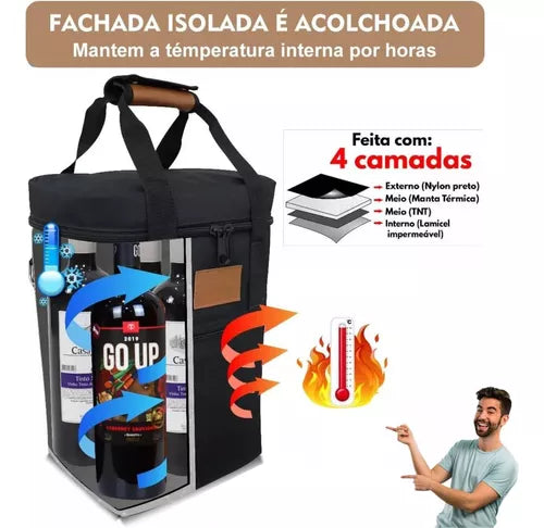 Lunch bag, red wine thermal bag, four - bottle wine cooler bag, outdoor picnic bag, picnic bag.
