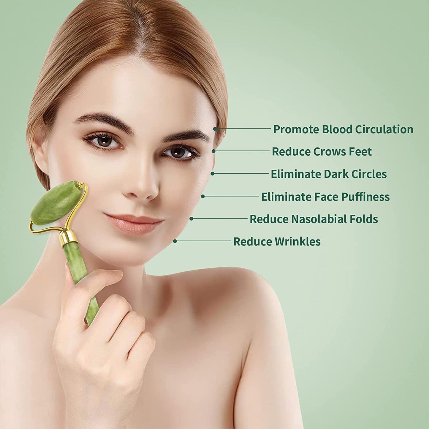 Natural Facial Massager, Xiuyan Jade Roller, Jade Gua Sha Plate Set, Facial and Full - body Beauty Tool Made of Horn.