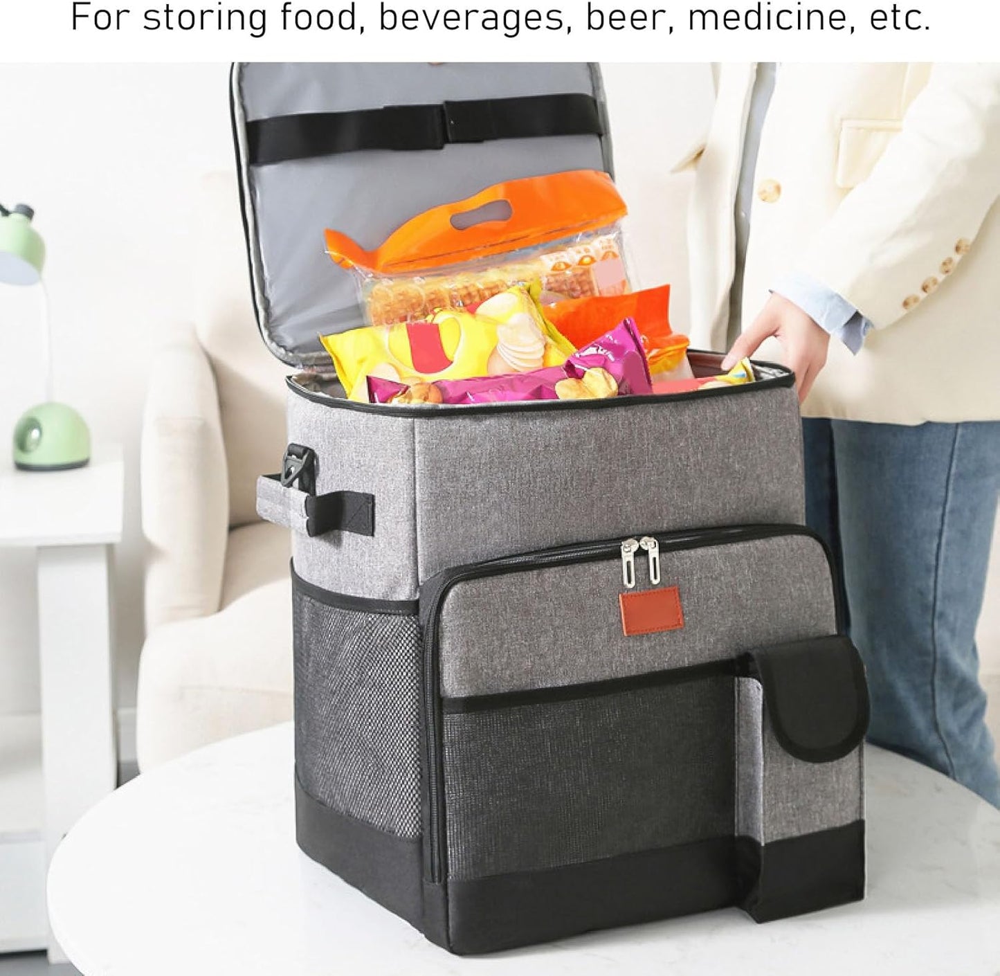 Portable Cooler Bag Camping Thermal Insulation Storage Organizer Waterproof & Leakproof Keep Hot & Cold 35L Large ty with Pull Rod for Outdoor Travel Camping Picnic Hiking Fishing Beach