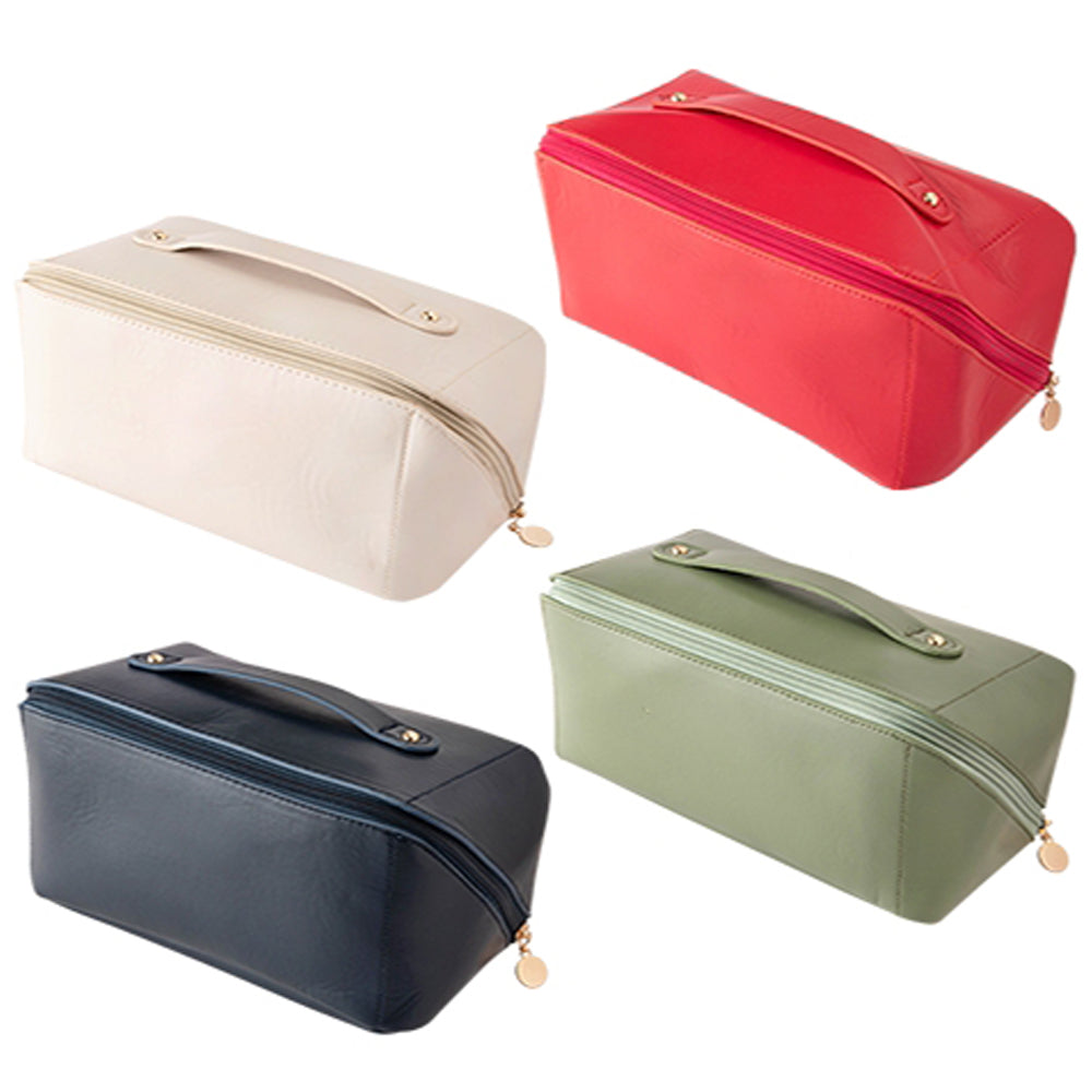 A multi - layer makeup bag with a high - end feel, thickened storage, a wash bag for travel, a lightweight pillow bag, portable for skin - care products when going out, and large - capacity for makeup.