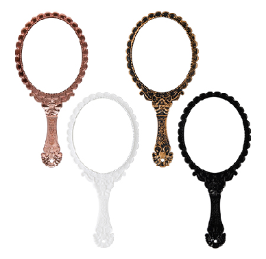 Vintage hand - held makeup mirrors, European - style lace - edge hand - held mirrors, handle mirrors with hanging - hole design, high - definition small mirrors for wholesale