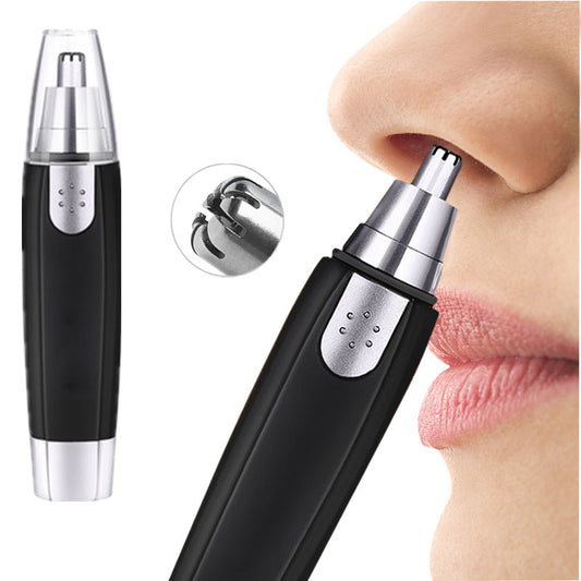 new - type electric nose hair trimmer for both men and women, a nasal cavity cleaner, a nose hair scissors, and a rechargeable hair - shaving device.