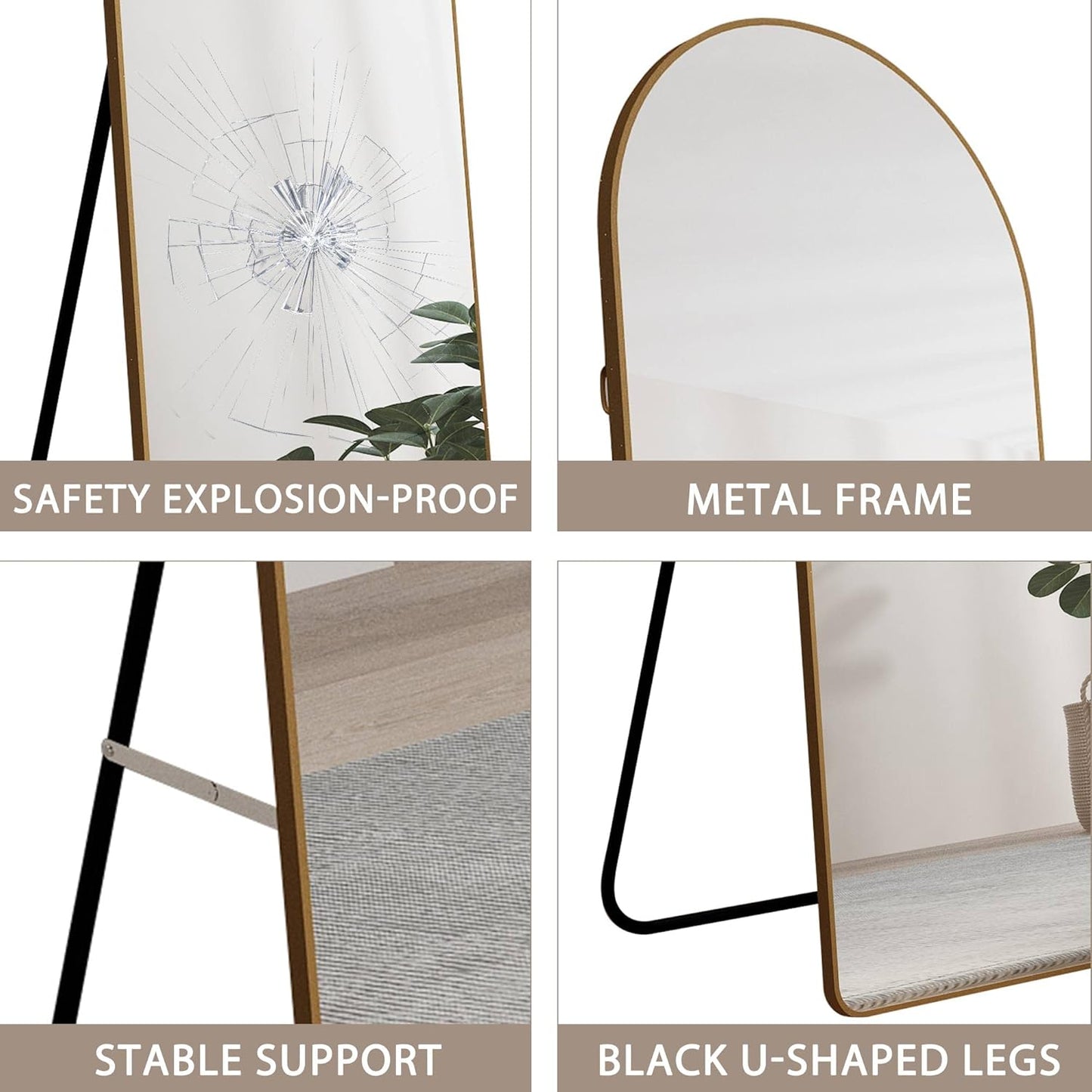 Simple arched full - length floor - standing dressing mirrors for clothing stores and household use