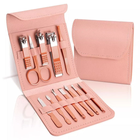 12 in 1 Nail Clippers Kit Stainless Steel Pedicure Grooming Set Full Function Nail Care Tools Manicure Set With PU Travel Case