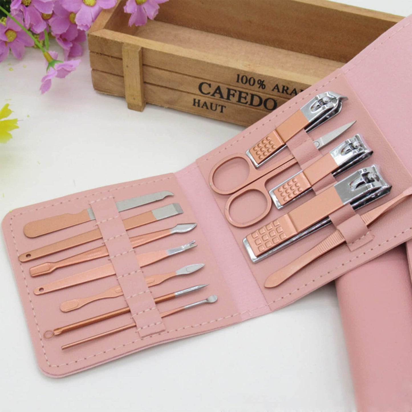 12 in 1 Nail Clippers Kit Stainless Steel Pedicure Grooming Set Full Function Nail Care Tools Manicure Set With PU Travel Case