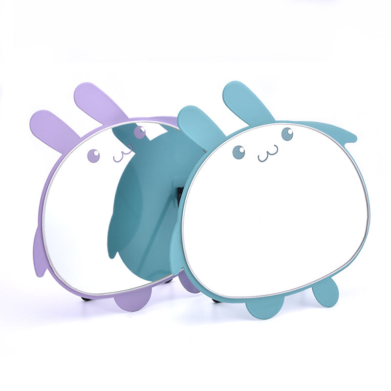 Cartoon - style simple folding table - top makeup mirrors. Cute and creative portable dressing mirrors with rabbit - shaped designs for desktop use